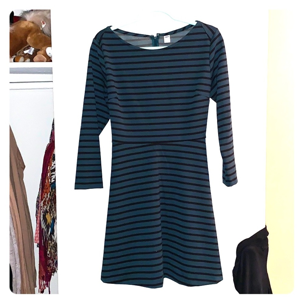 Green and black stripes dress